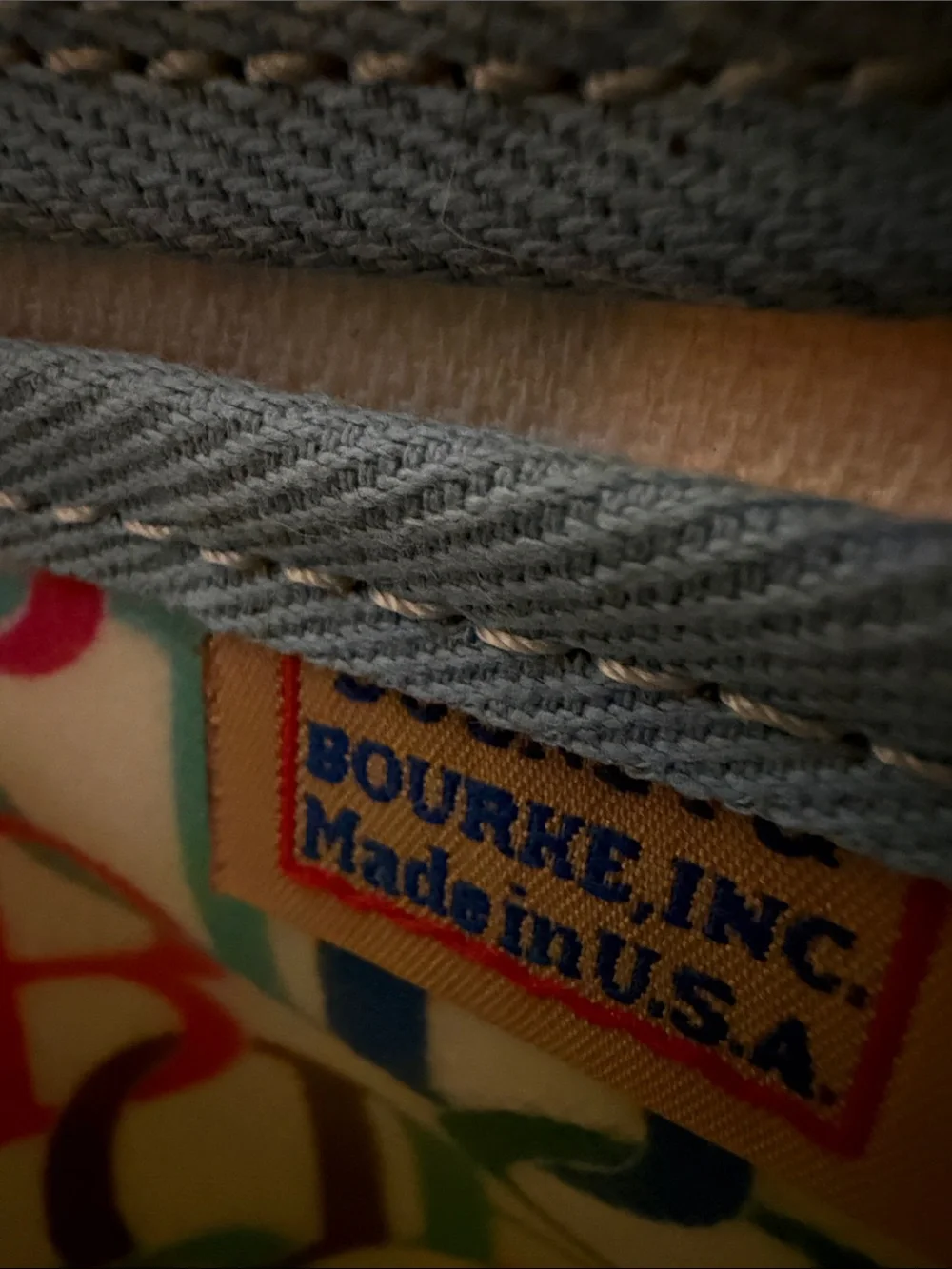 Dooney & Bourke Multicolor Signature Logo Satchel with Tan Leather Trim